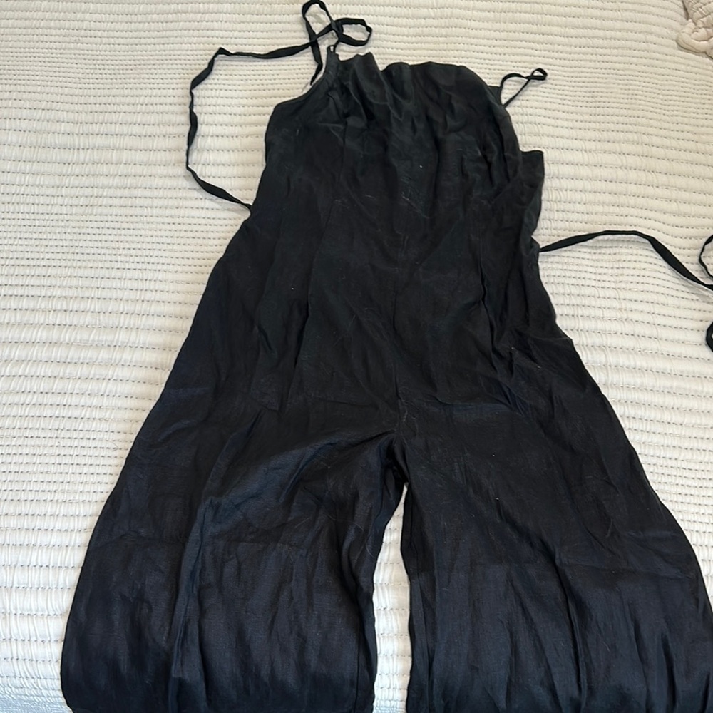 Reformation Black Halter Jumpsuit with Tie Straps